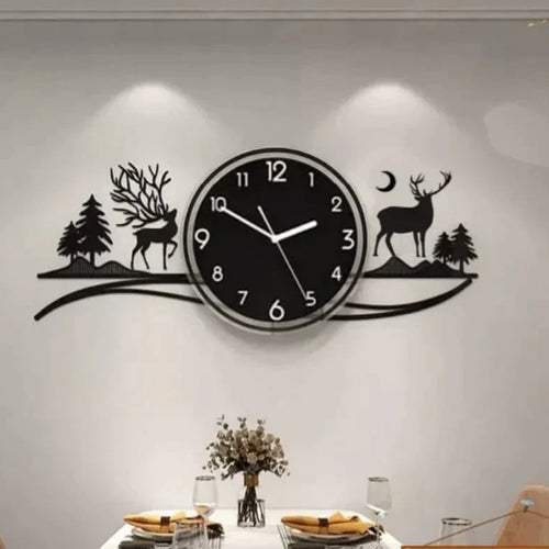 3D Deer Clock Wall Decoration Acrylic Wall Decor