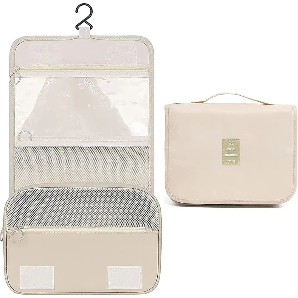 Hanging travel toiletry organizer compartments