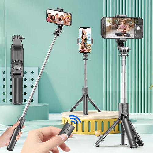 Bluetooth selfie stick tripod with remote