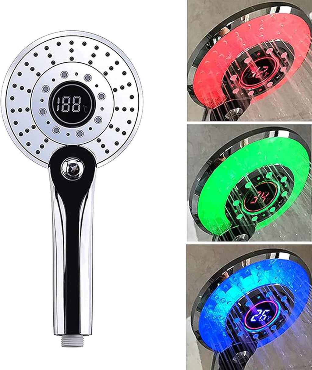 LED temperature display showerhead