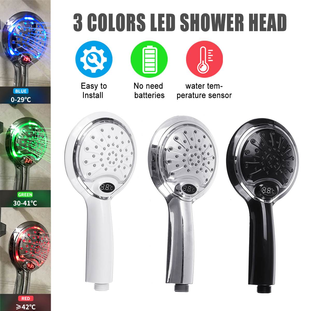 LED showerhead temperature colors